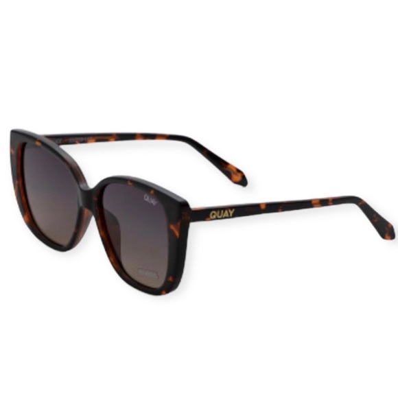 QUAY Ever After Sunglasses Polarized Tortoise Frame Grey Taupe Gradient Lens NWT - Picture 5 of 7